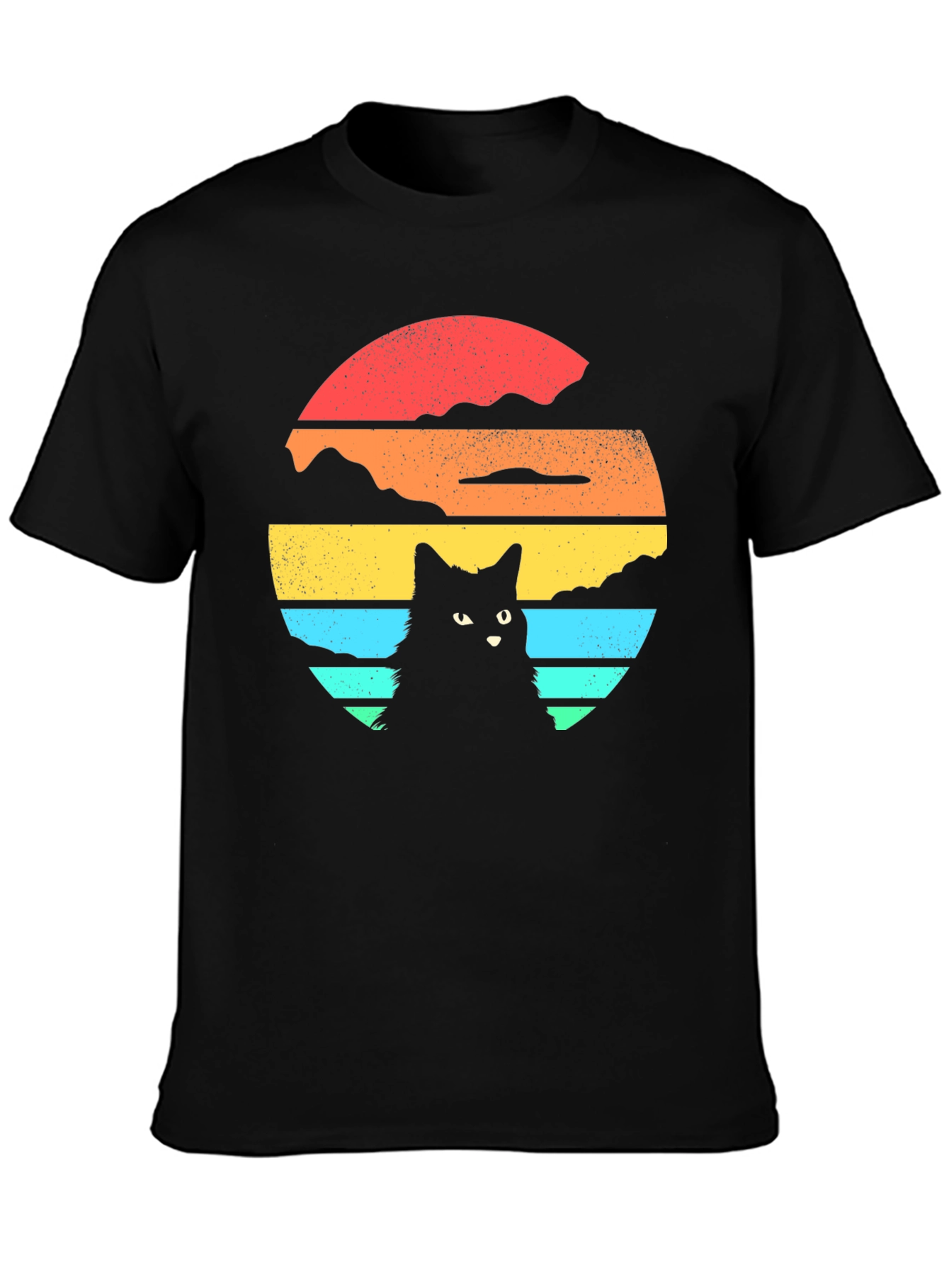Retro Cat Sunset Graphic T-Shirt
