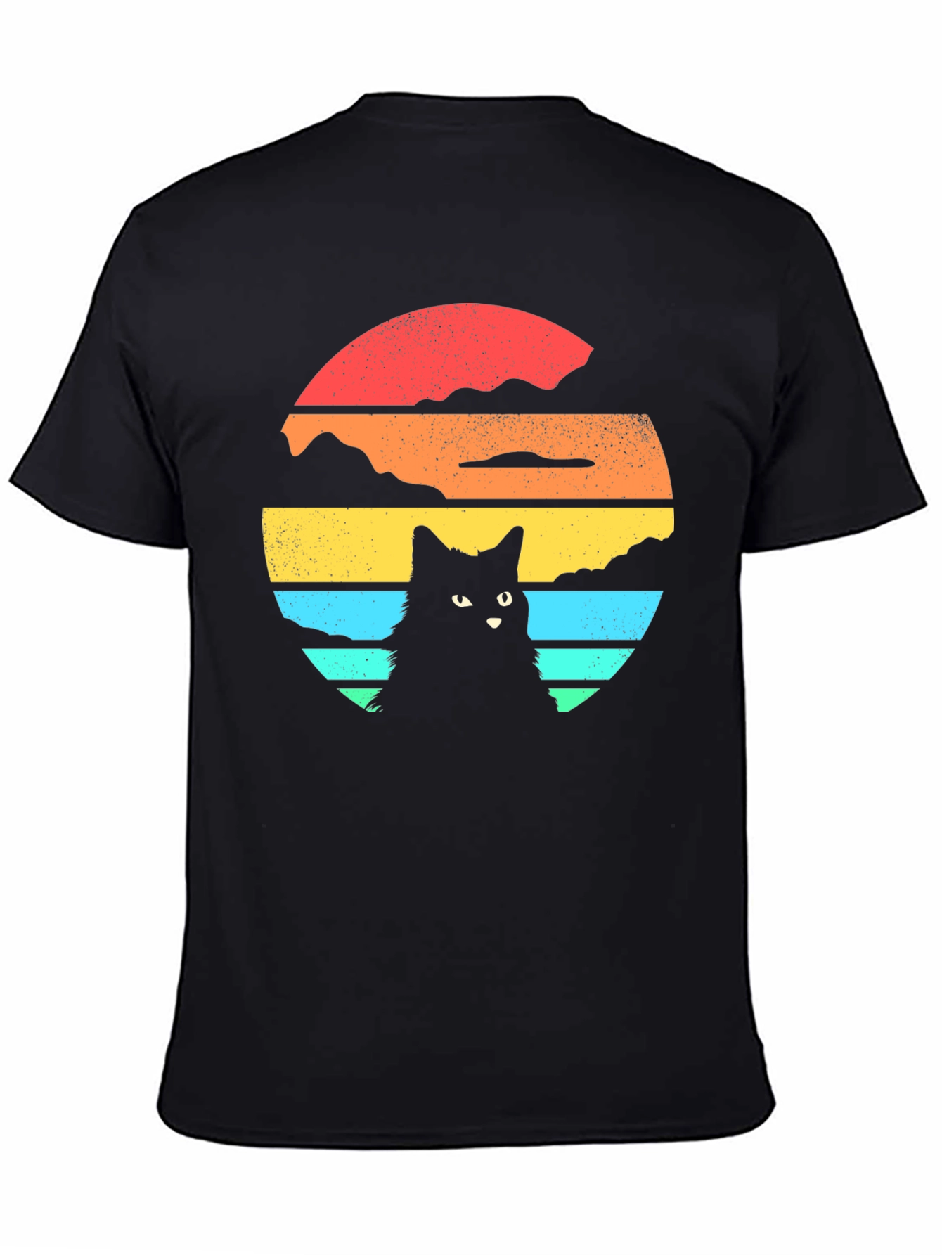 Retro Cat Sunset Graphic T-Shirt