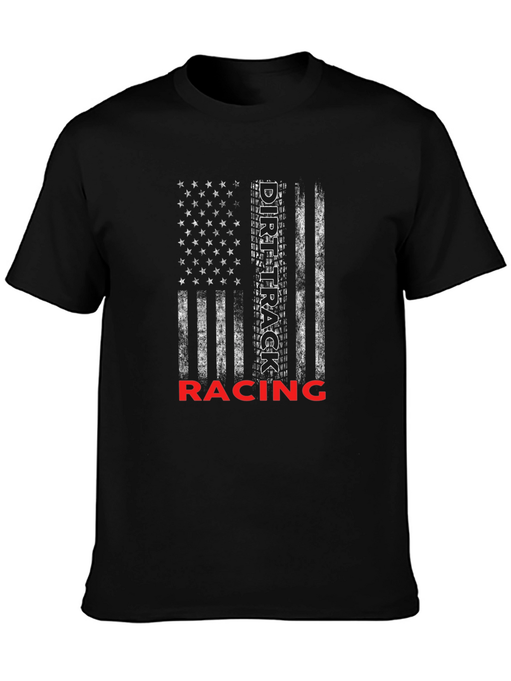 Dirt Track Racing Flag T-Shirt - Black