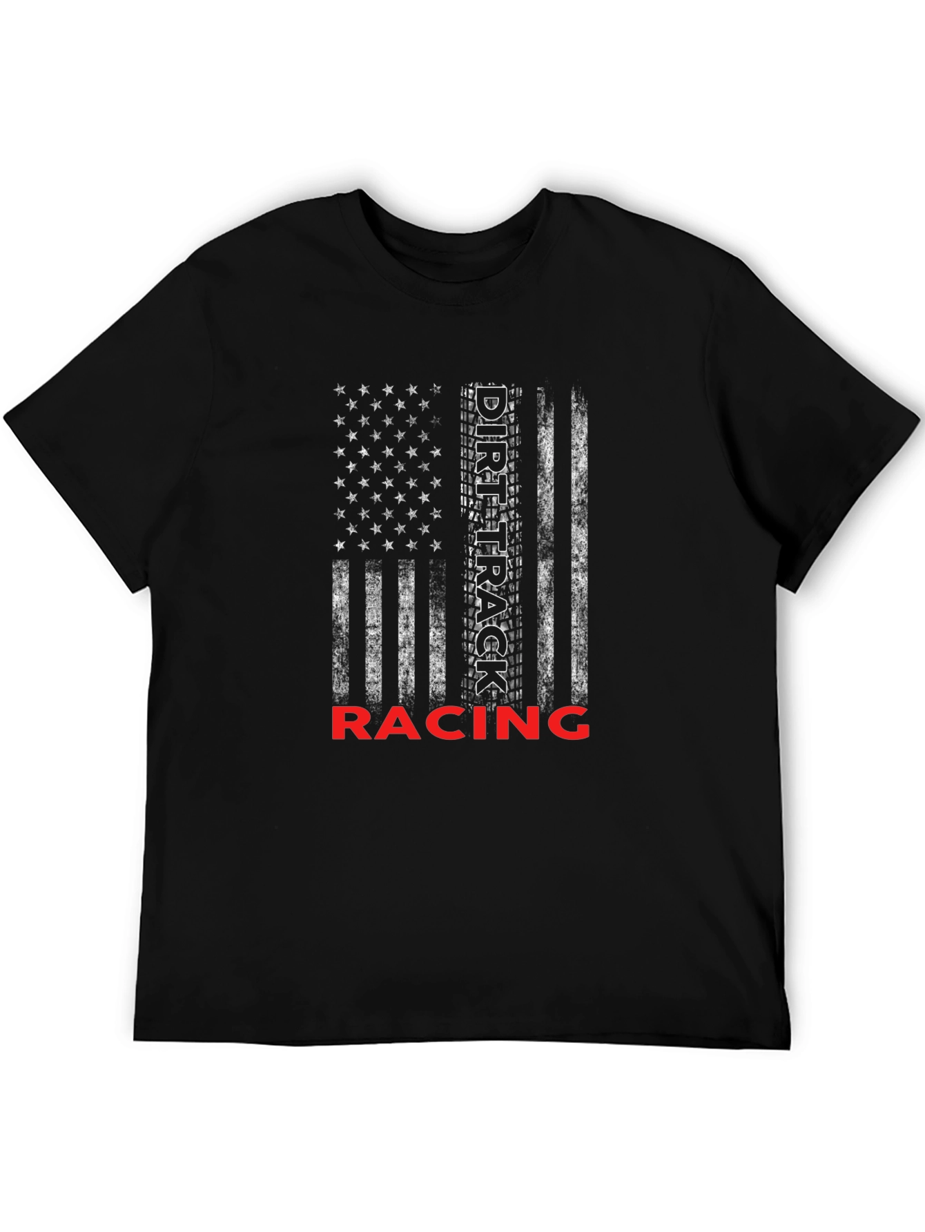 Dirt Track Racing Flag T-Shirt - Black