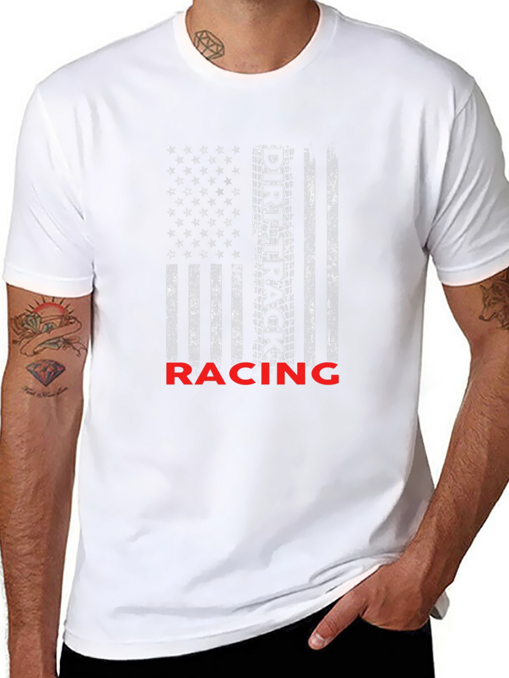 Dirt Track Racing Flag T-Shirt - Black