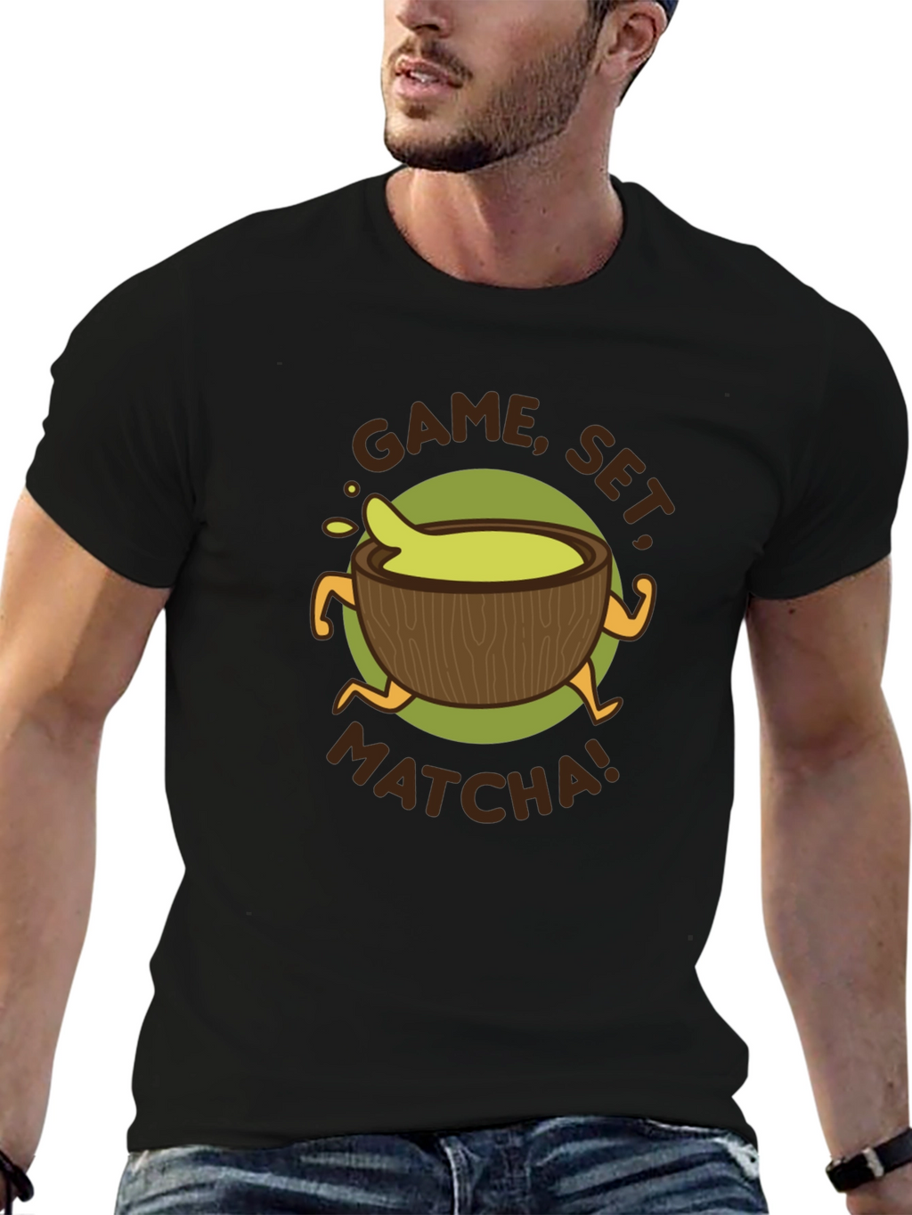 Game Set Matcha! Black Graphic Tee