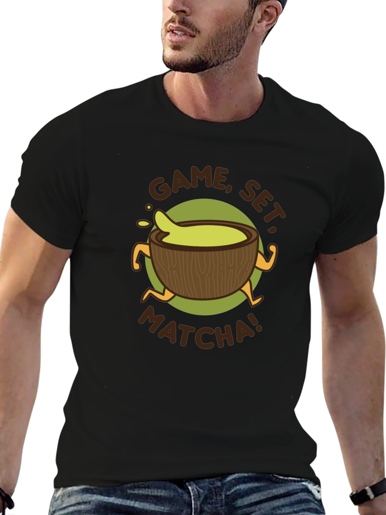 Game Set Matcha! Black Graphic Tee