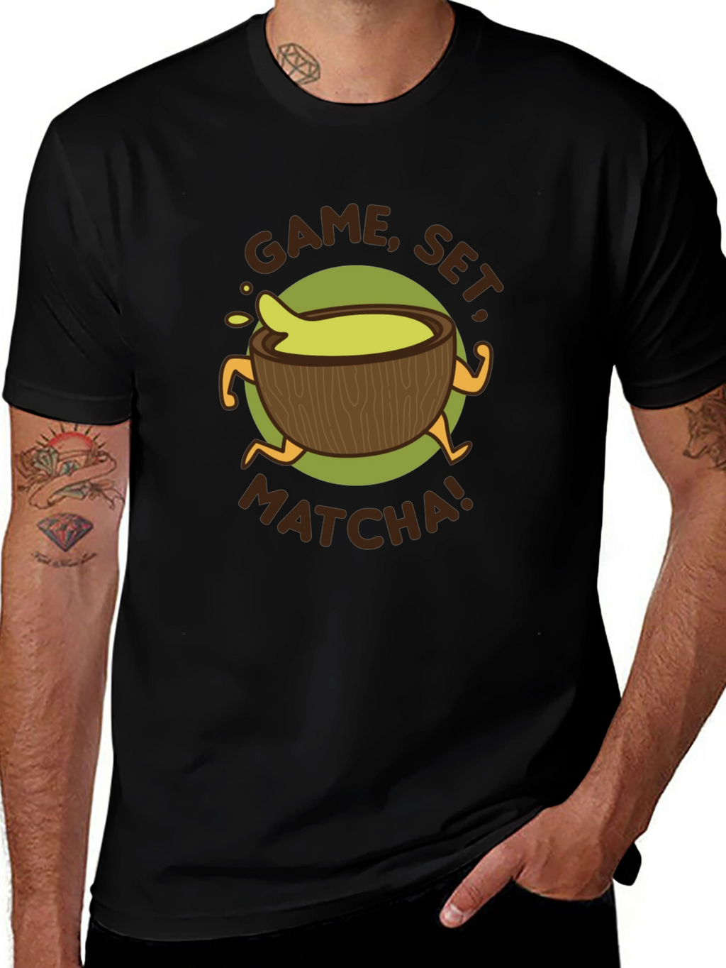 Game Set Matcha! Black Graphic Tee