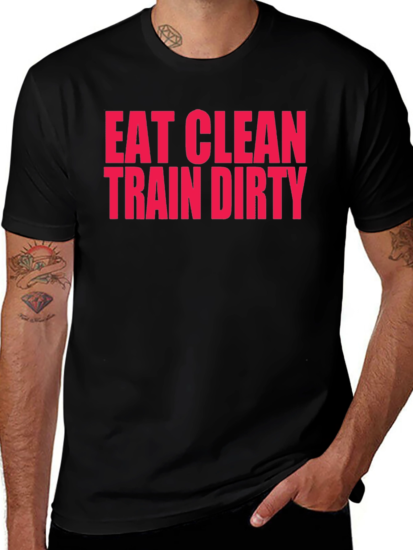 Eat Clean Train Dirty Black Graphic T-Shirt