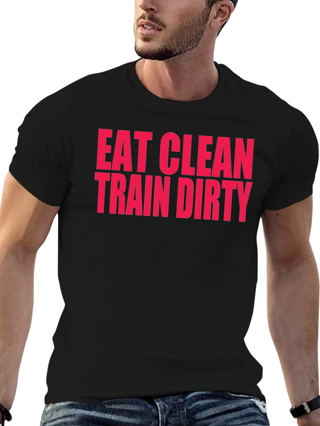Eat Clean Train Dirty Black Graphic T-Shirt
