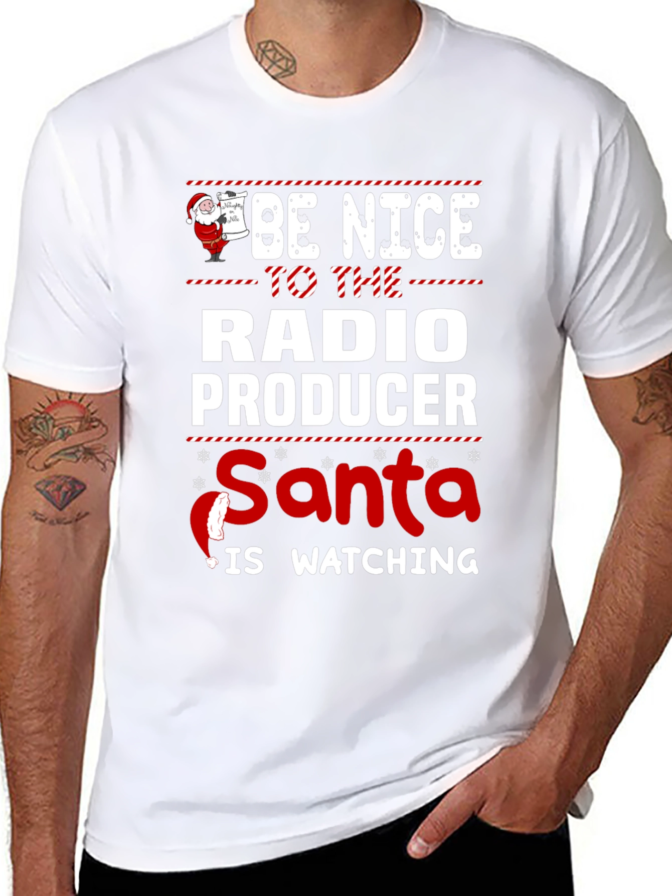 Be Nice to the Radio Producer Santa T-Shirt