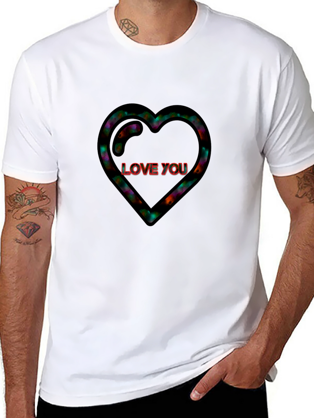 Heart Love You Black T-Shirt