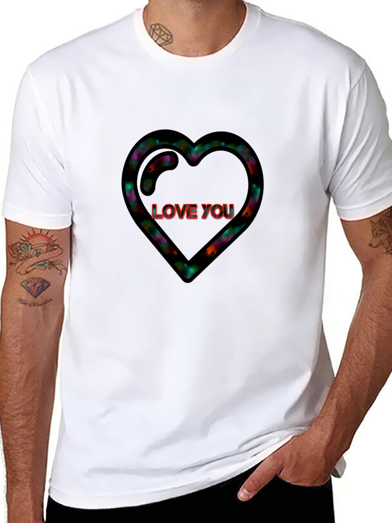 Heart Love You Black T-Shirt