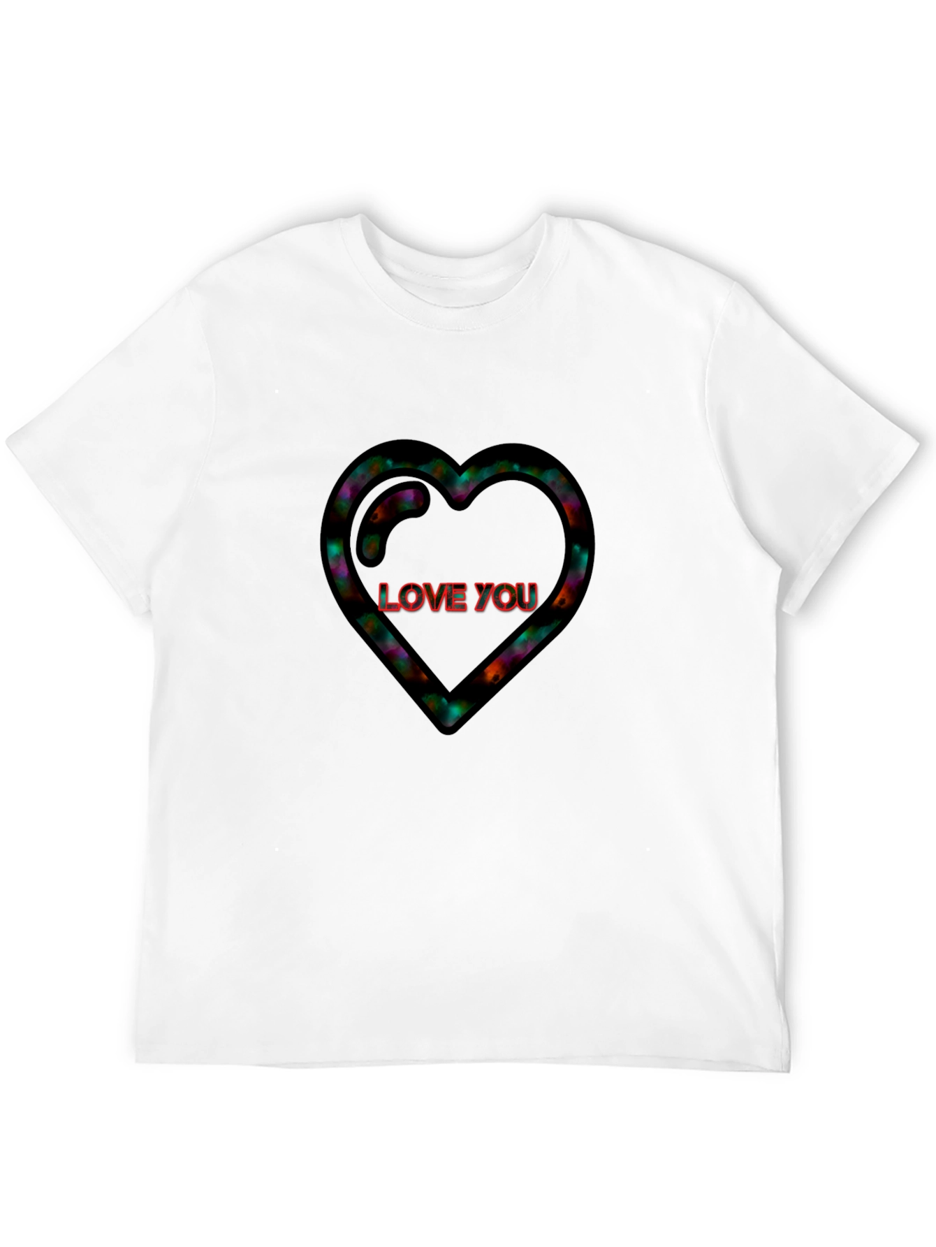 Heart Love You Black T-Shirt