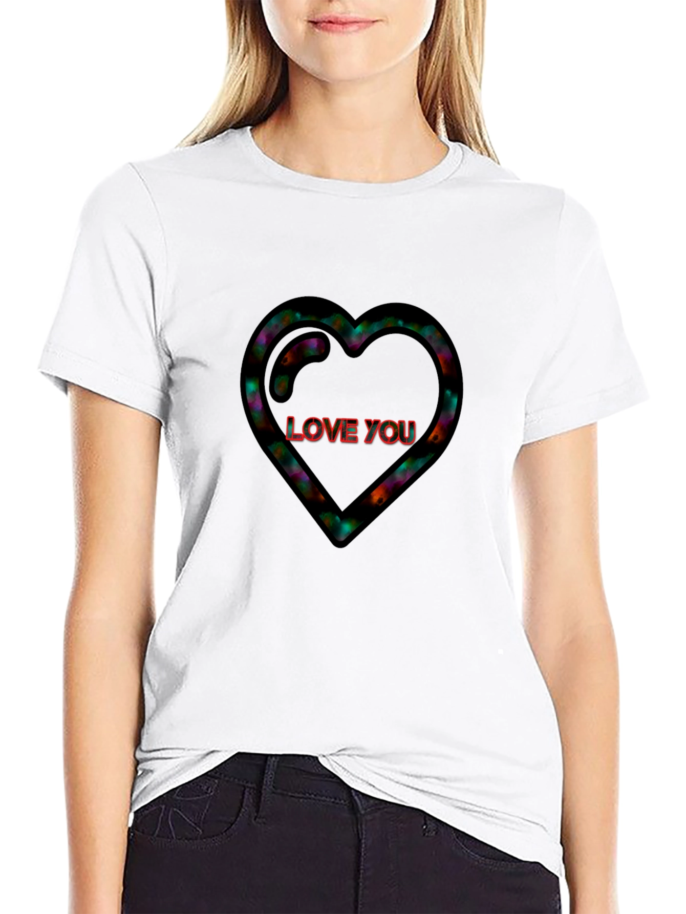 Heart Love You Black T-Shirt