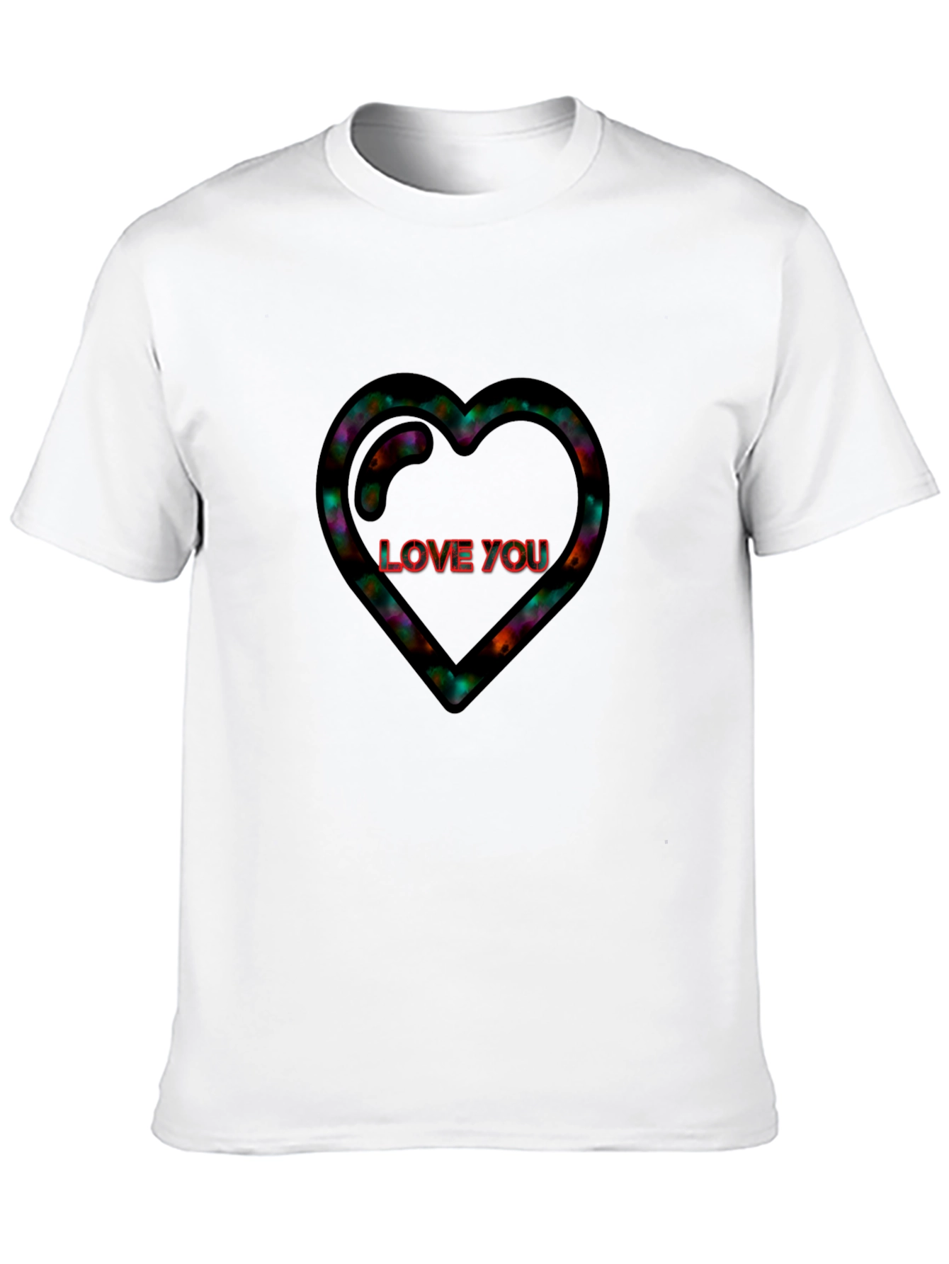 Heart Love You Black T-Shirt