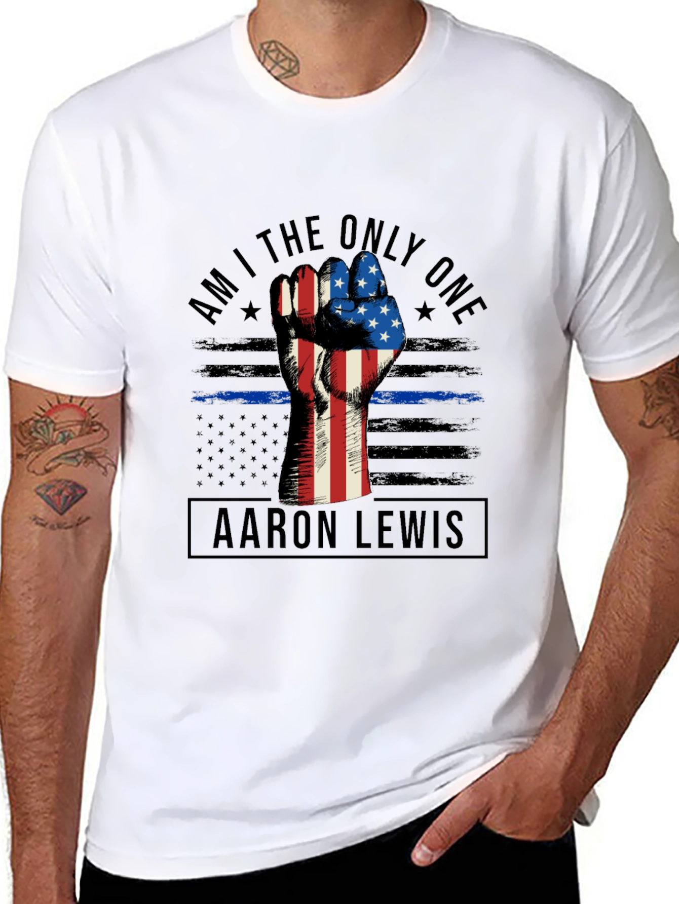 Aaron Lewis Tee - Patriotic Fist Graphic