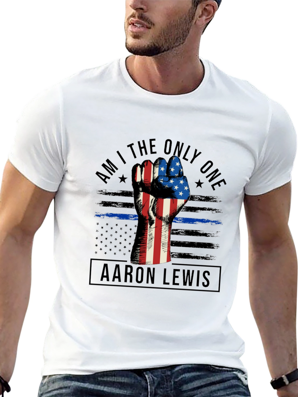 Aaron Lewis Tee - Patriotic Fist Graphic
