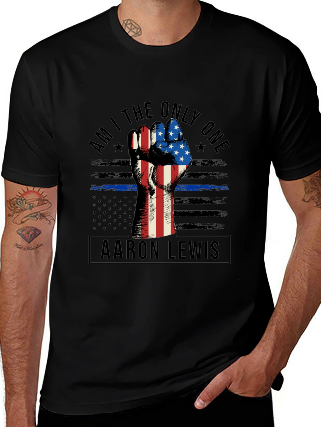 Aaron Lewis Tee - Patriotic Fist Graphic