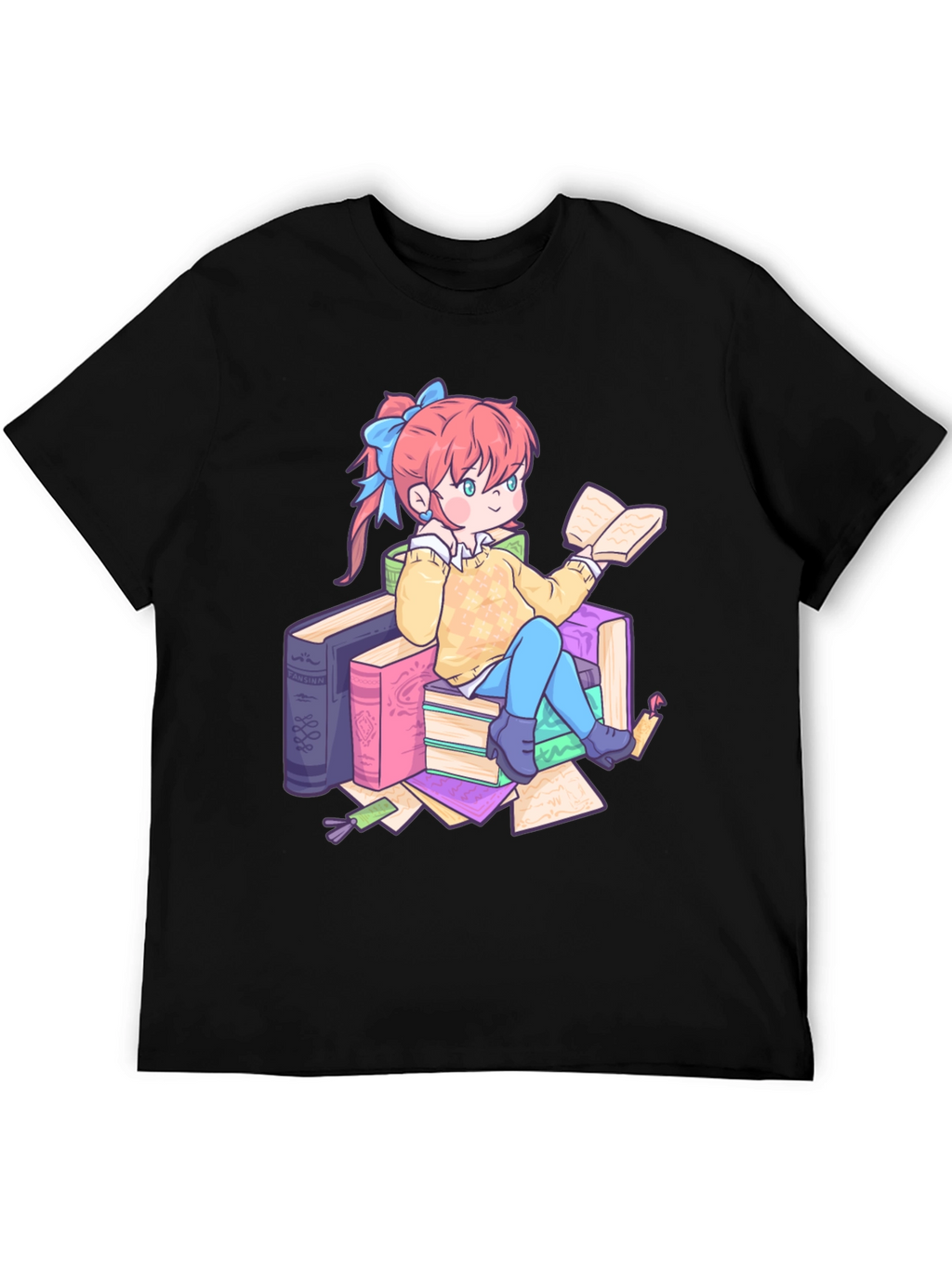 Anime Girl Reading Books T-Shirt