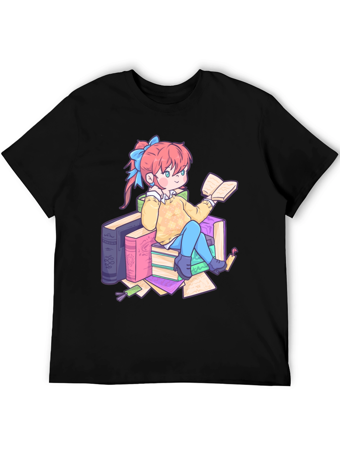 Anime Girl Reading Books T-Shirt