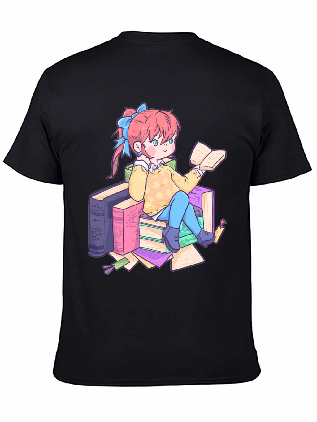 Anime Girl Reading Books T-Shirt