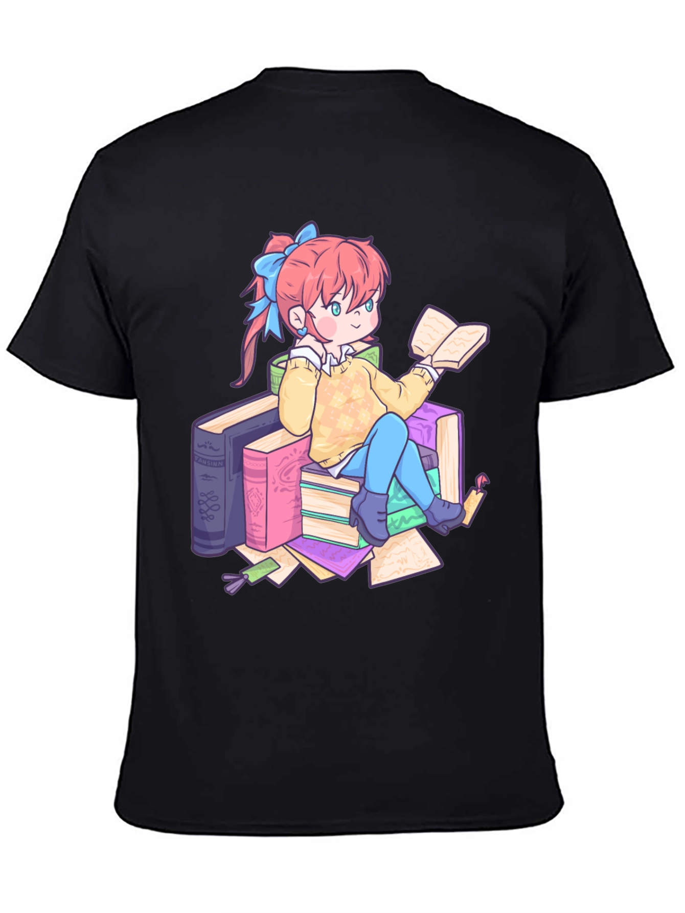 Anime Girl Reading Books T-Shirt