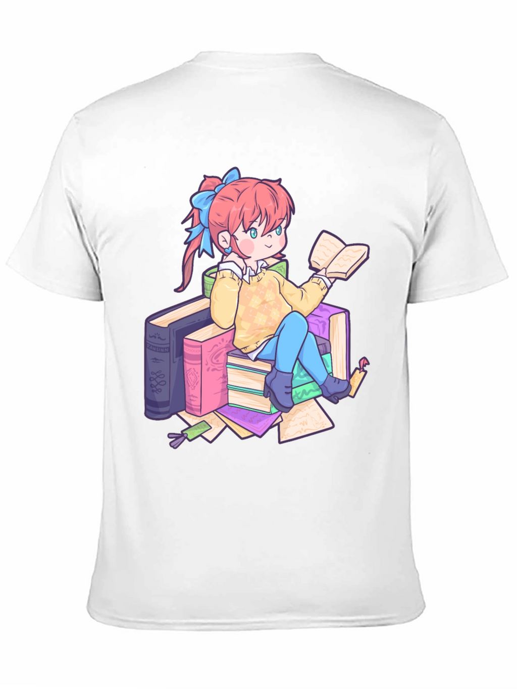 Anime Girl Reading Books T-Shirt