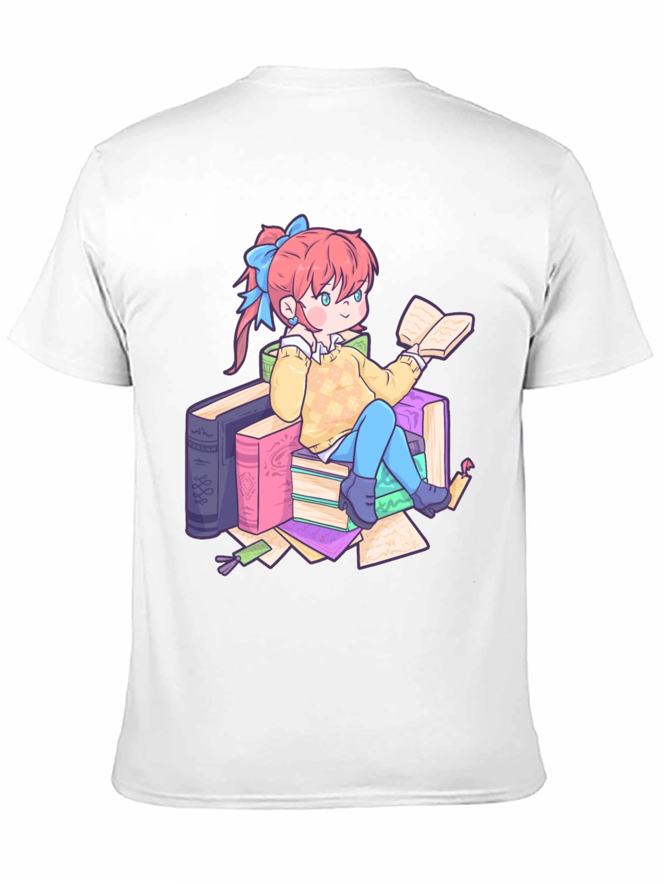 Anime Girl Reading Books T-Shirt