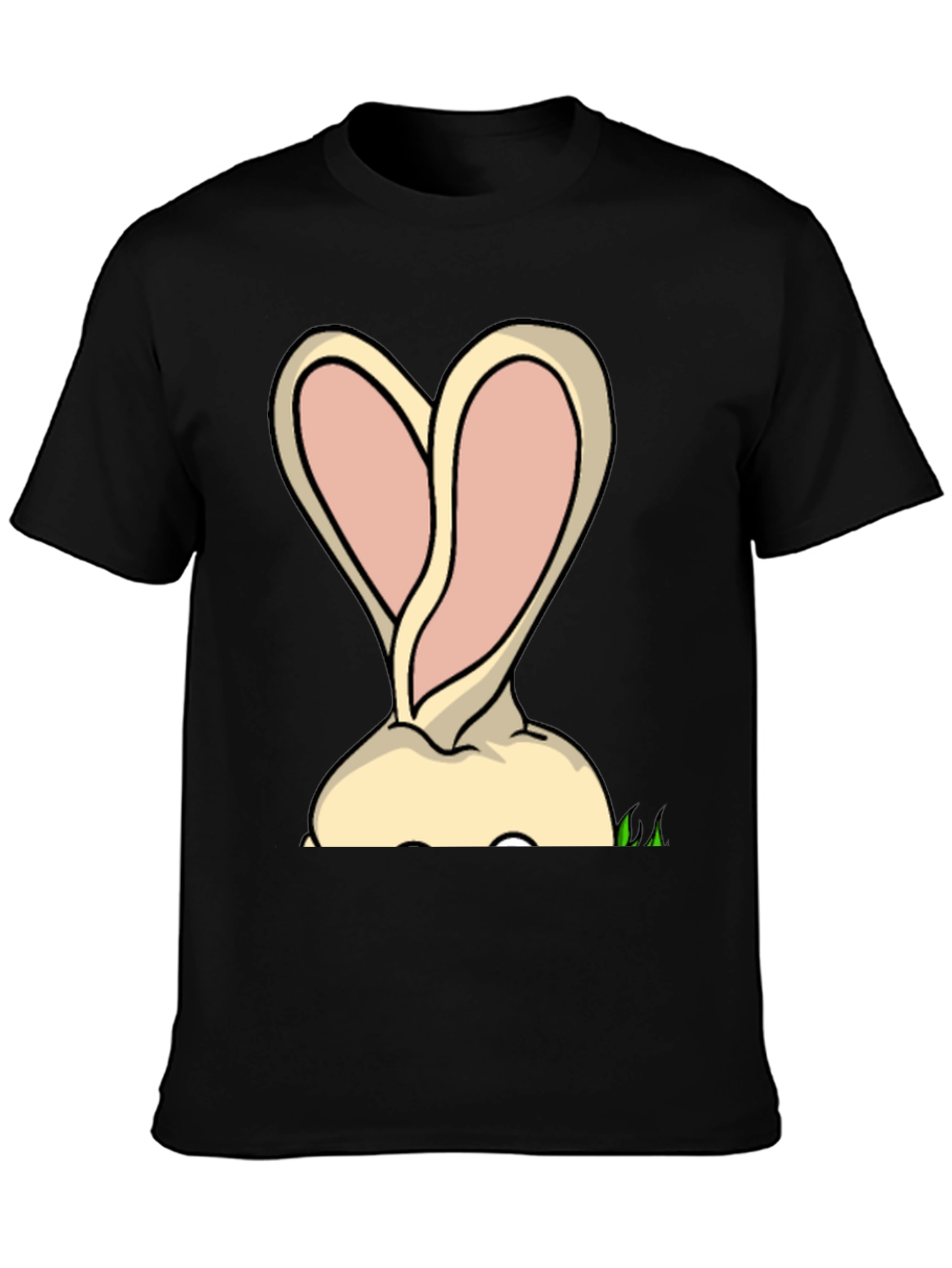 Bunny Ears Graphic Tee - Black Cotton T-Shirt
