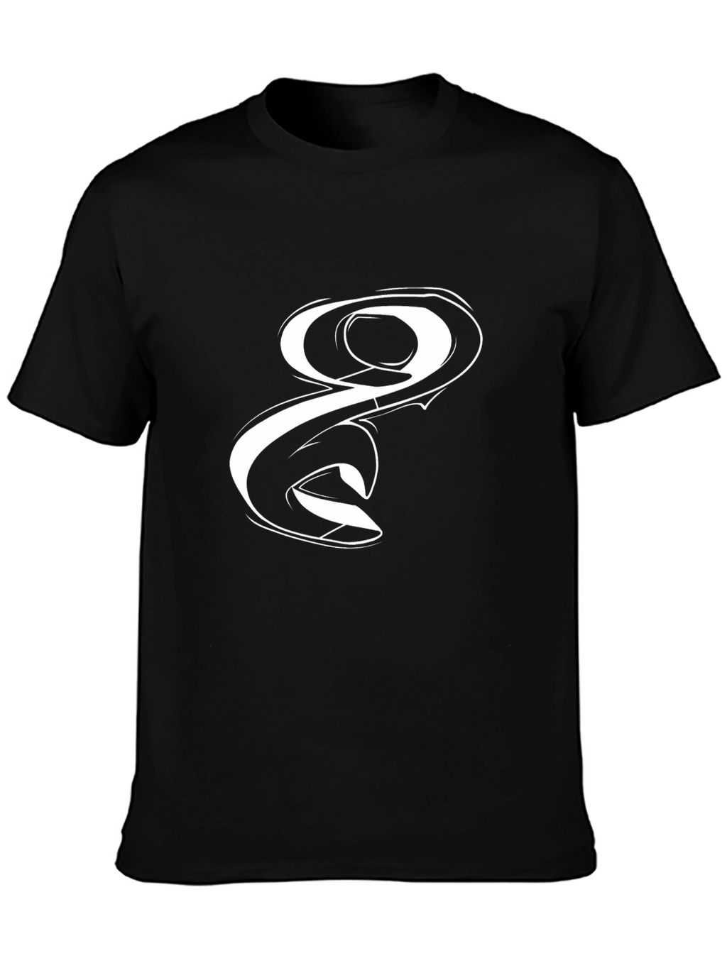 Black T-Shirt with White Graphic Design