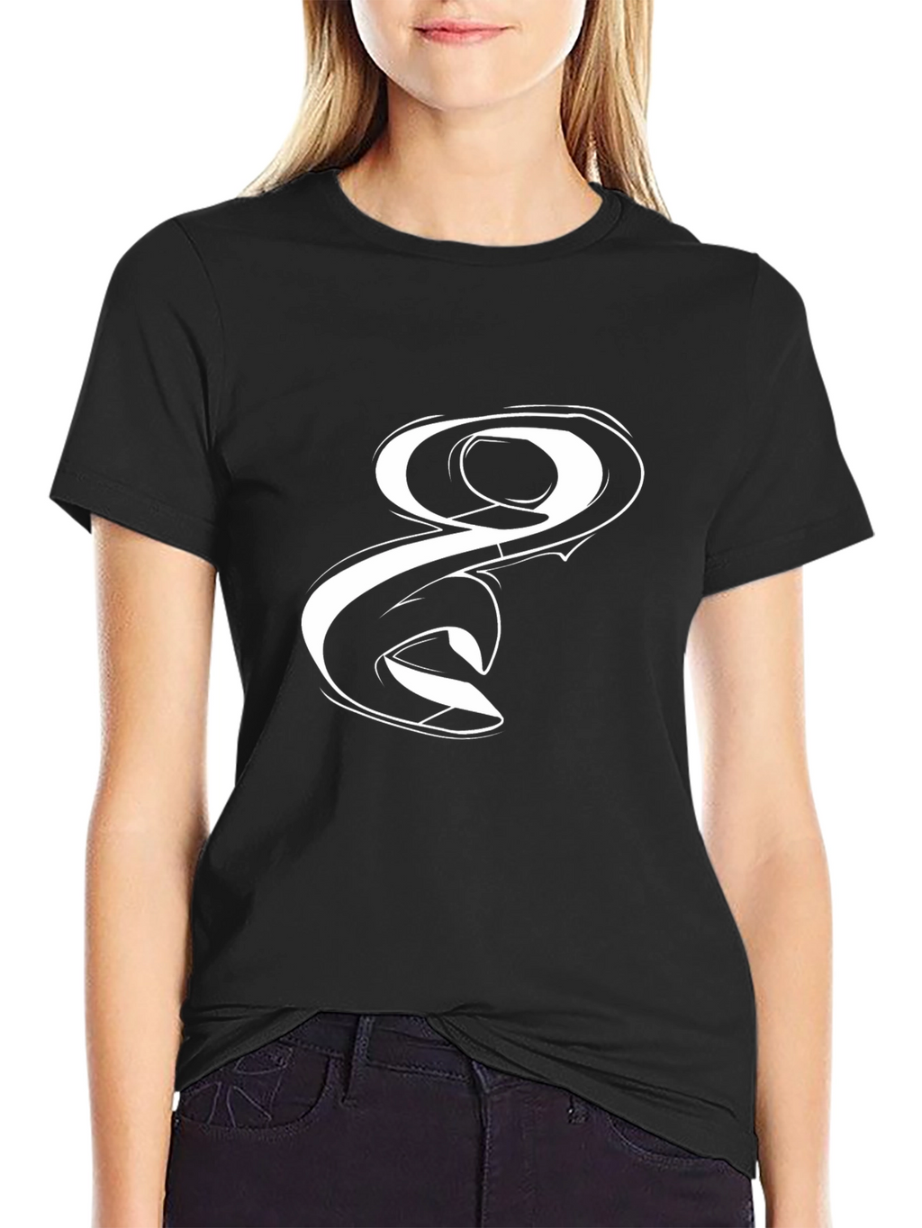 Black T-Shirt with White Graphic Design