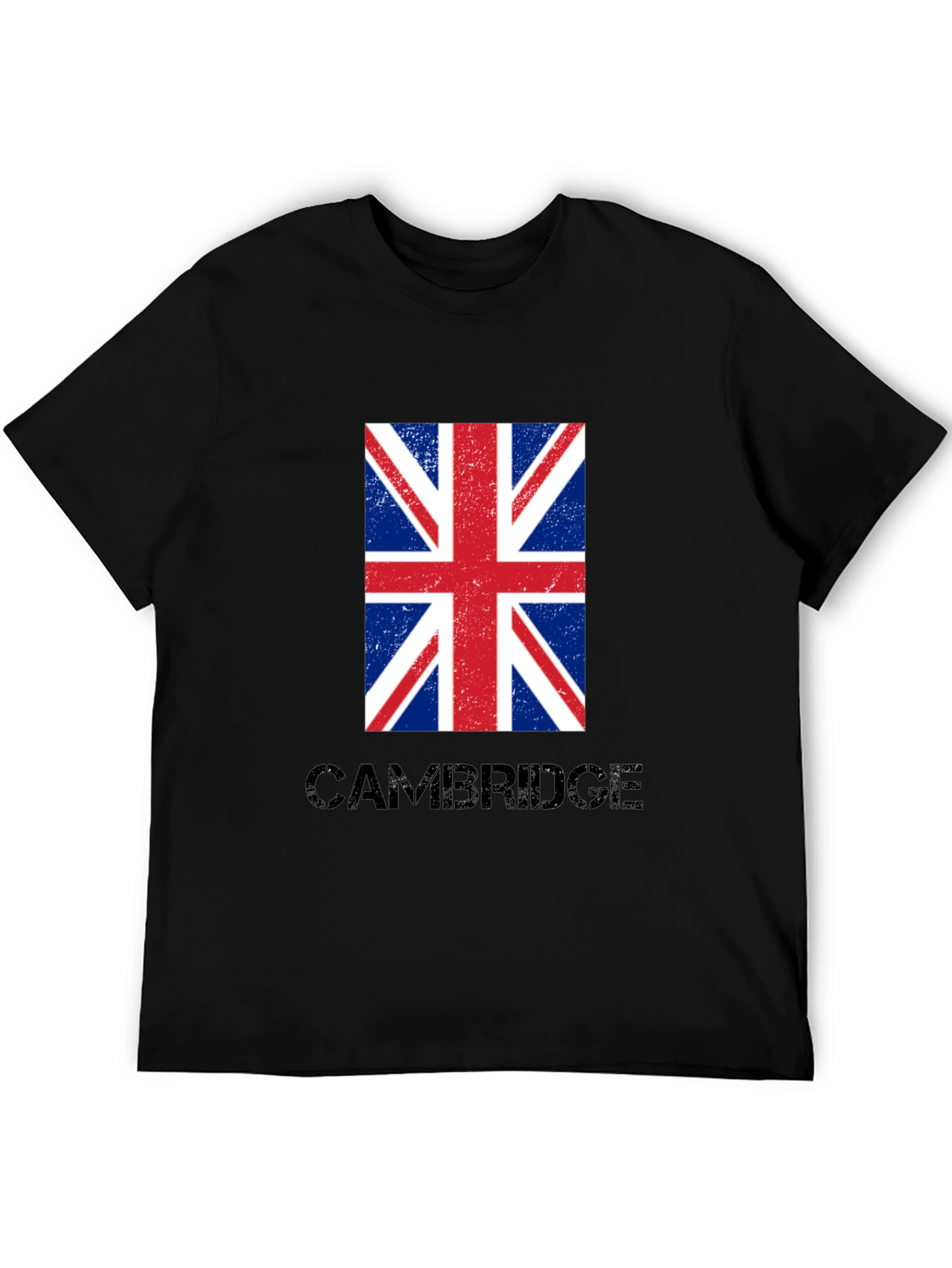Cambridge UK Flag Graphic T-Shirt - Black Cotton Tee