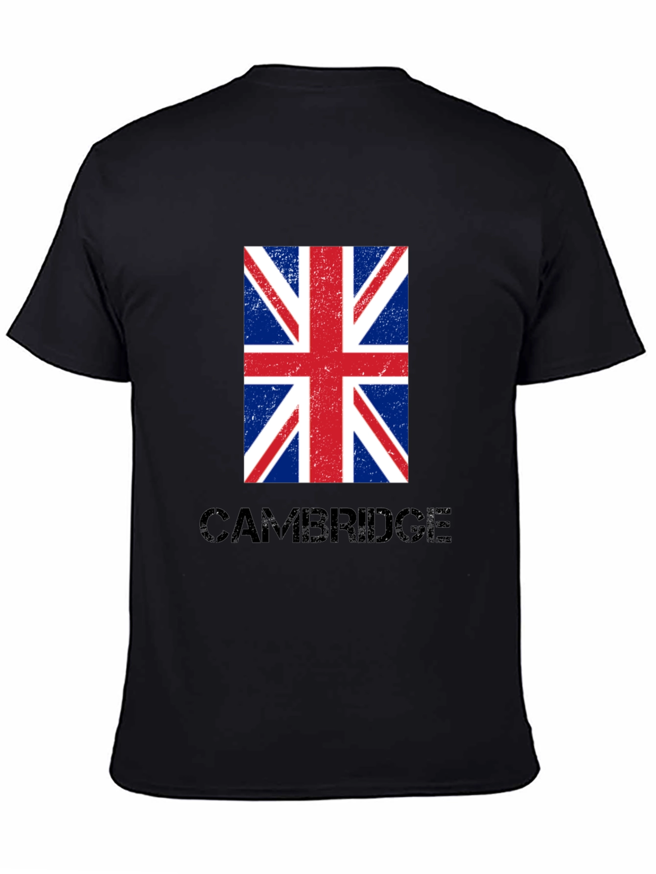 Cambridge UK Flag Graphic T-Shirt - Black Cotton Tee
