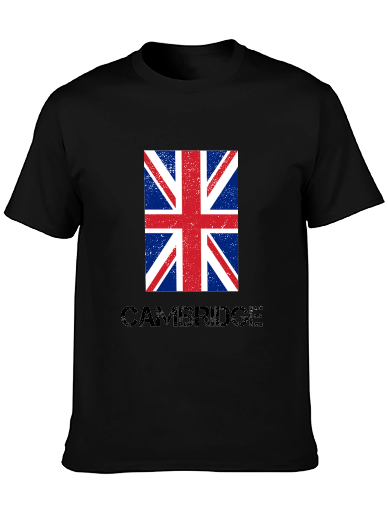 Cambridge UK Flag Graphic T-Shirt - Black Cotton Tee