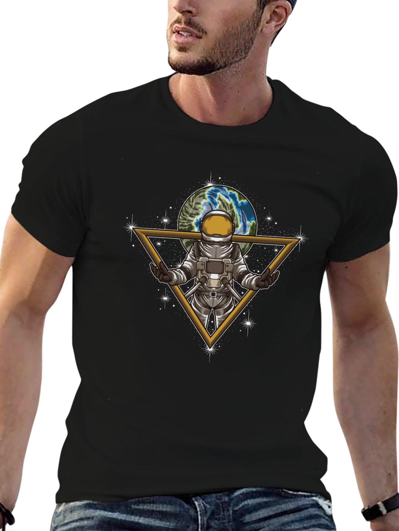 Astronaut Earth Graphic Tee - Stylish Space Design
