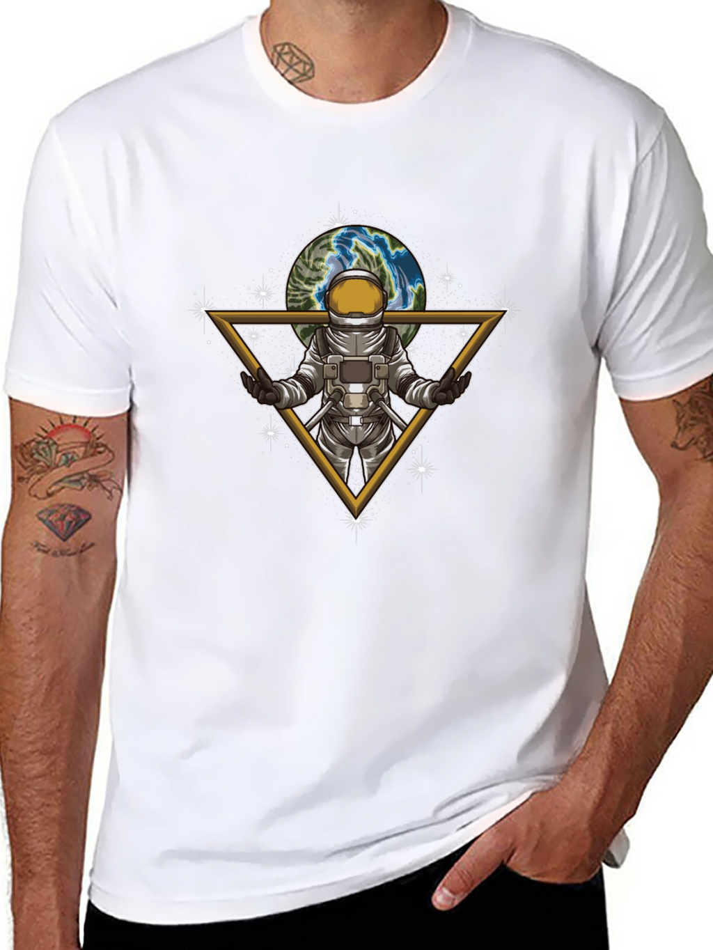 Astronaut Earth Graphic Tee - Stylish Space Design