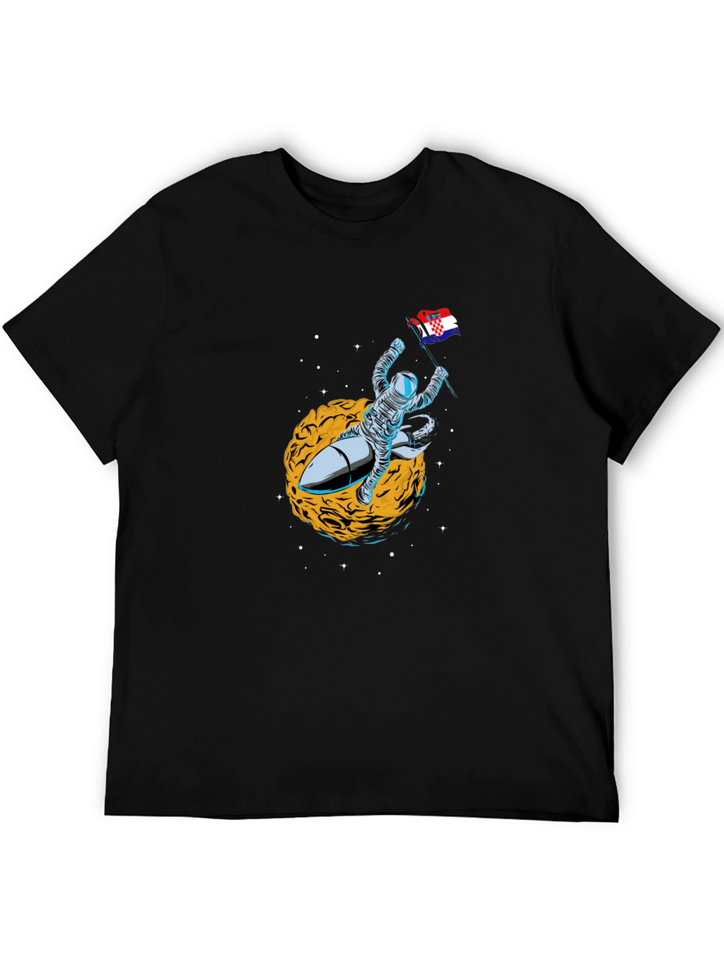 Astronaut Rocket Croatian Flag T-Shirt