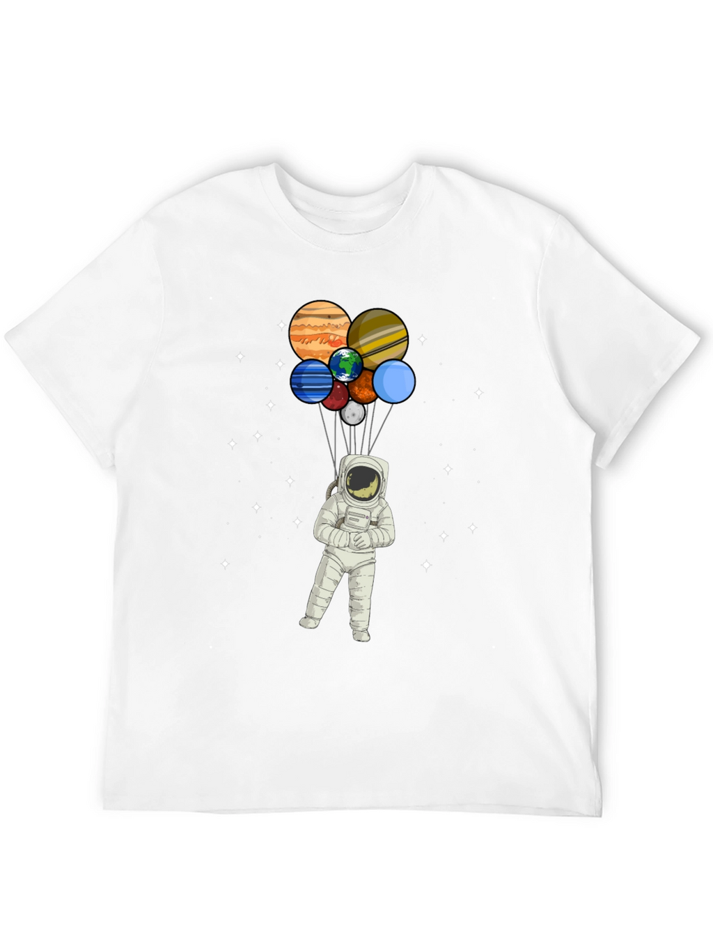 Astronaut Planet Balloon Graphic Tee - Black
