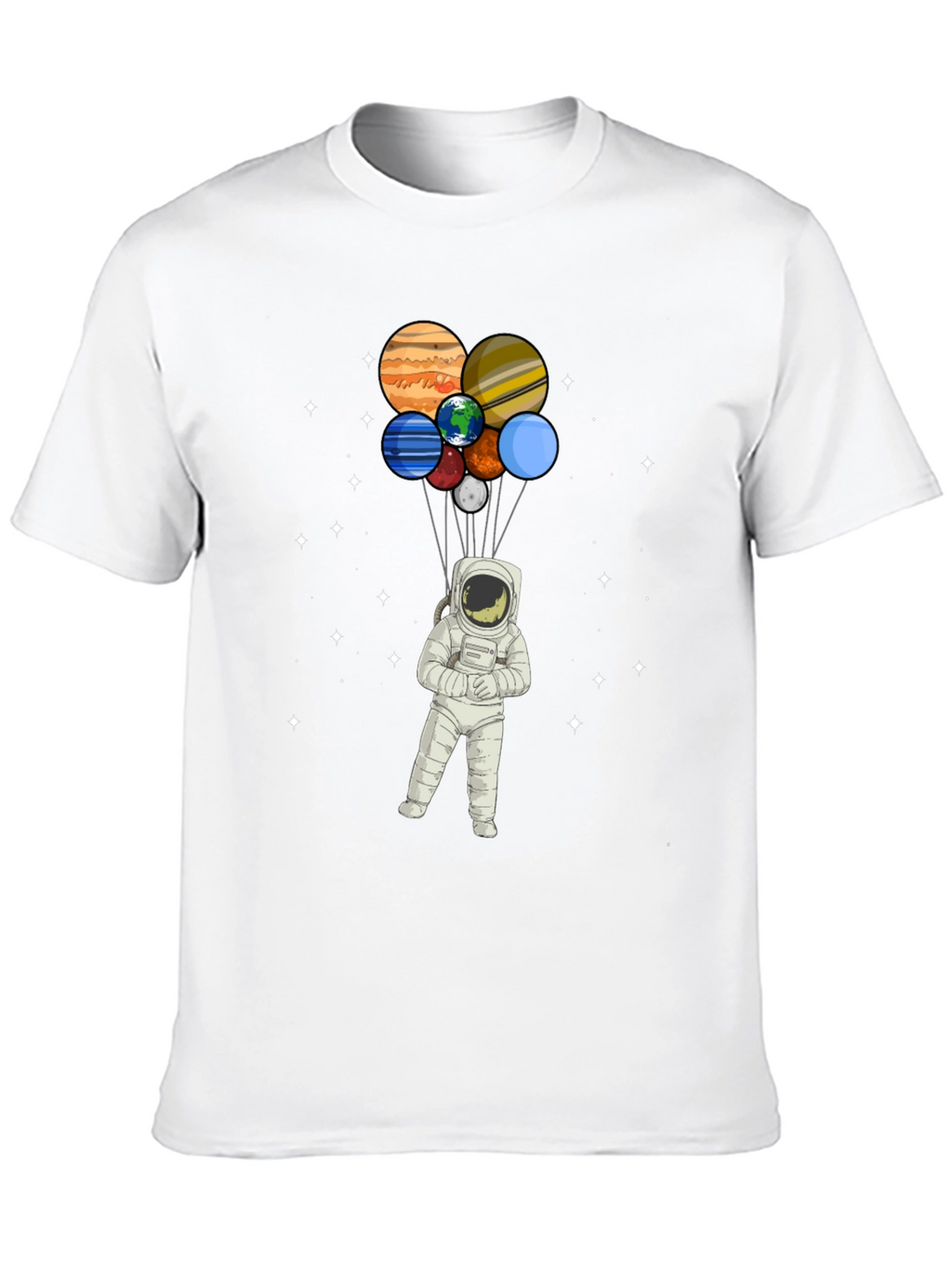 Astronaut Planet Balloon Graphic Tee - Black