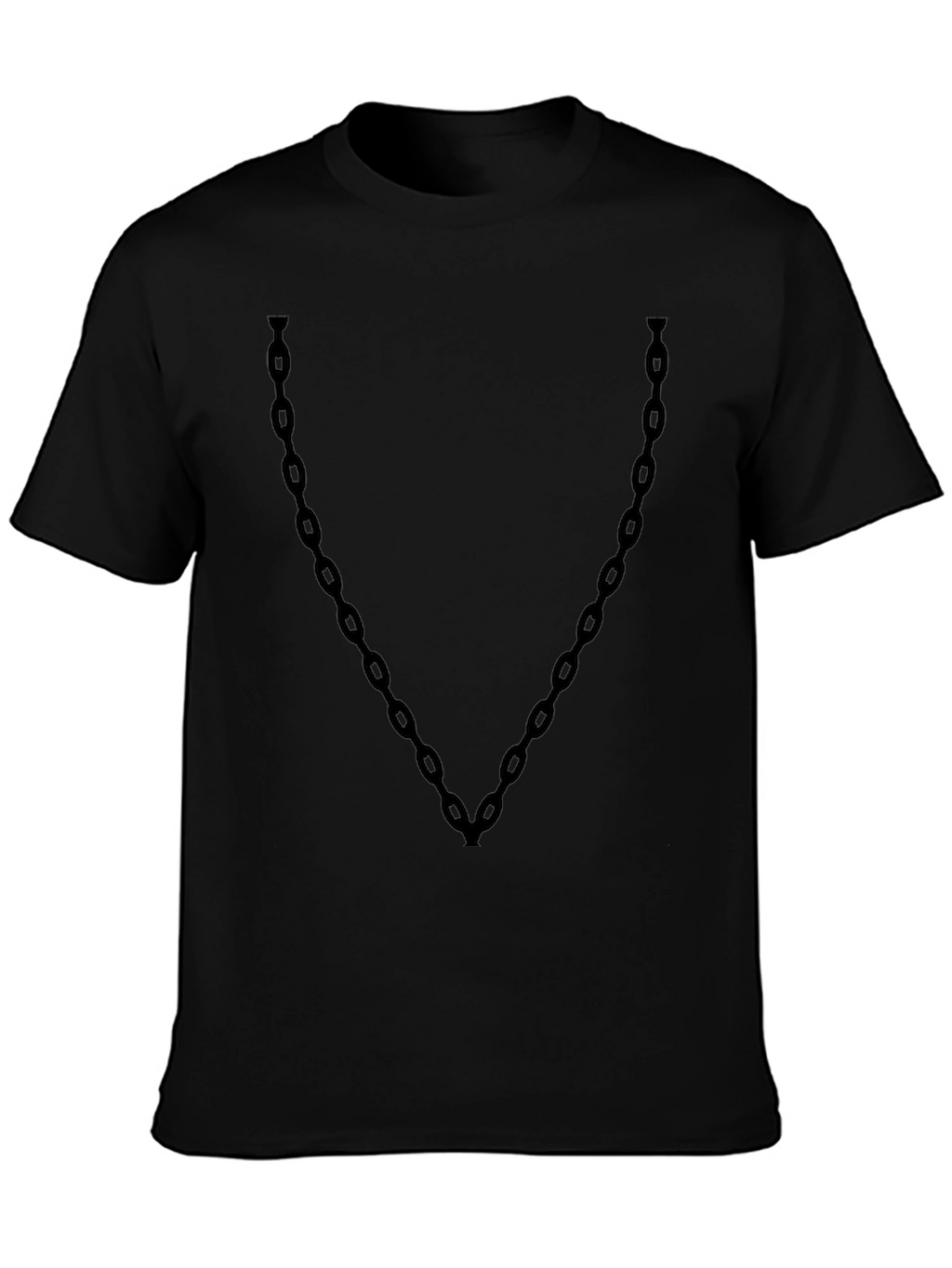 Mens Black Chain V-Neck T-Shirt