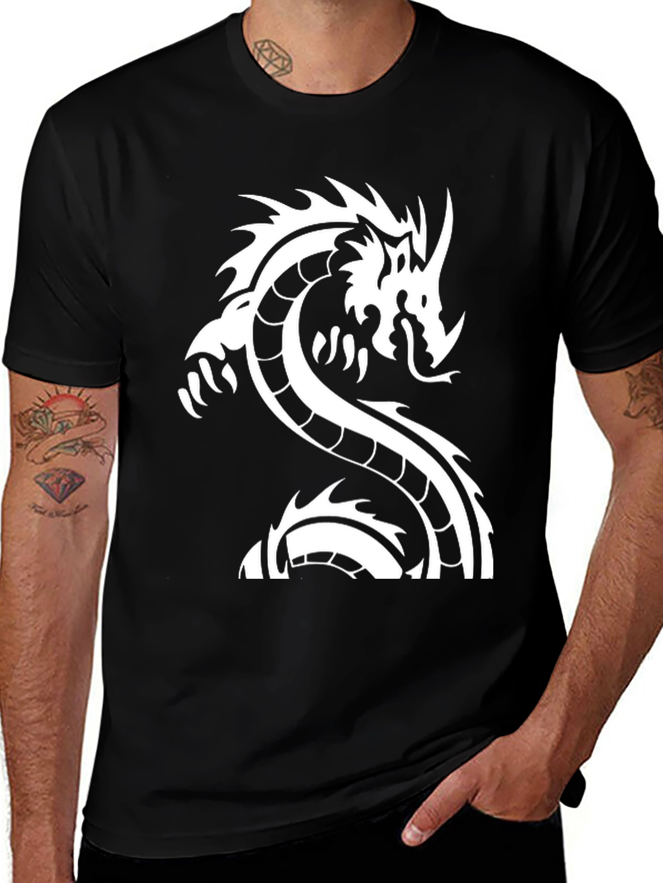Black Dragon Graphic Tee - Mens Stylish Casual T-Shirt