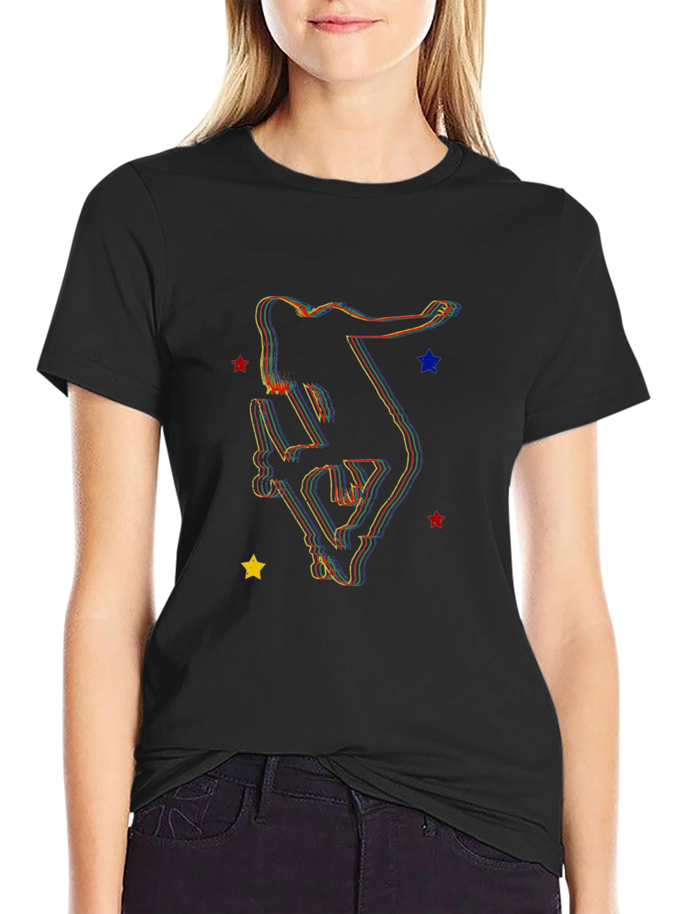 Skater Silhouette Graphic Tee - Trendy Style