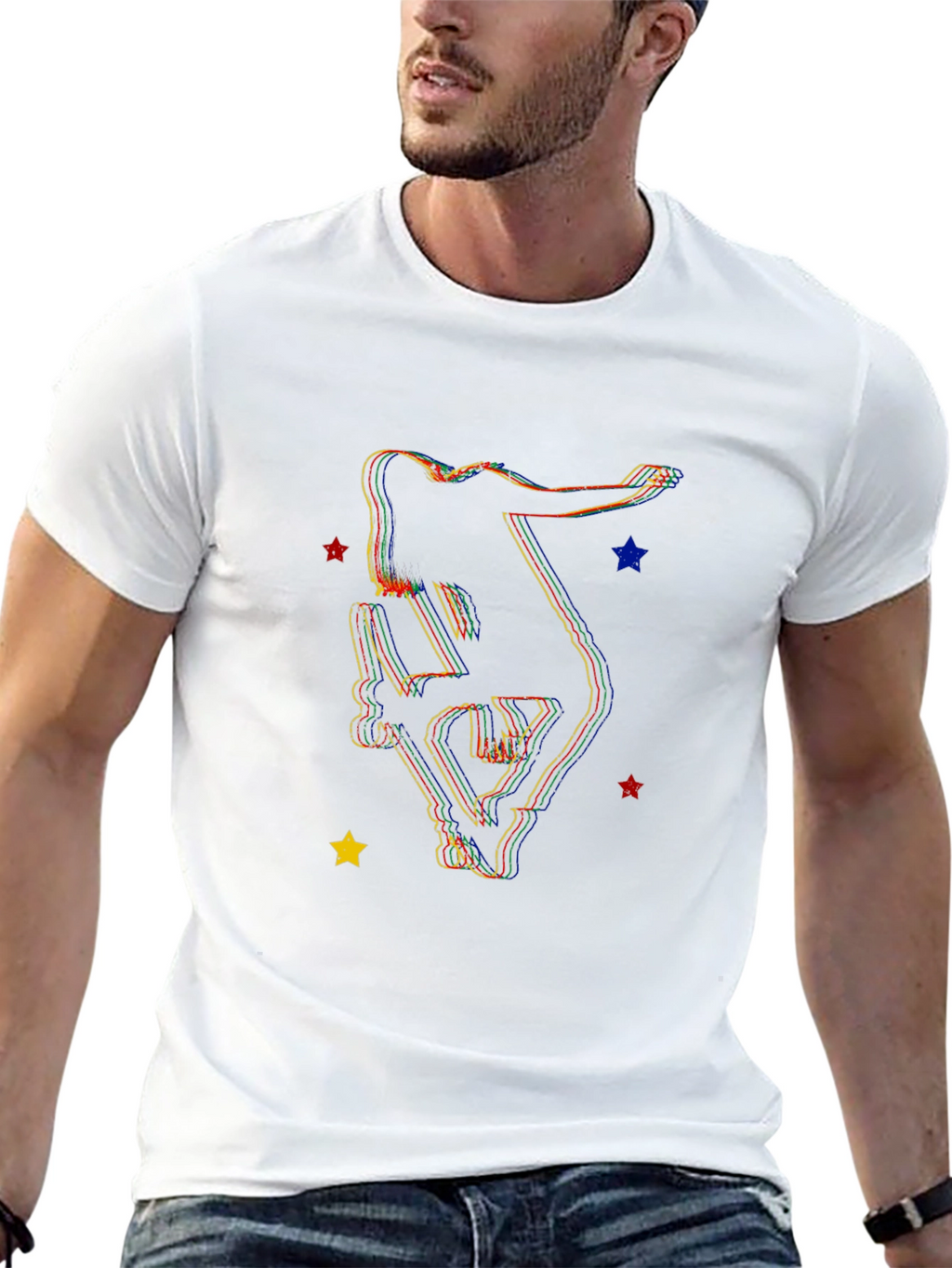 Skater Silhouette Graphic Tee - Trendy Style
