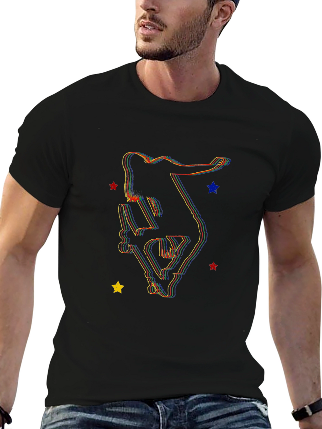 Skater Silhouette Graphic Tee - Trendy Style