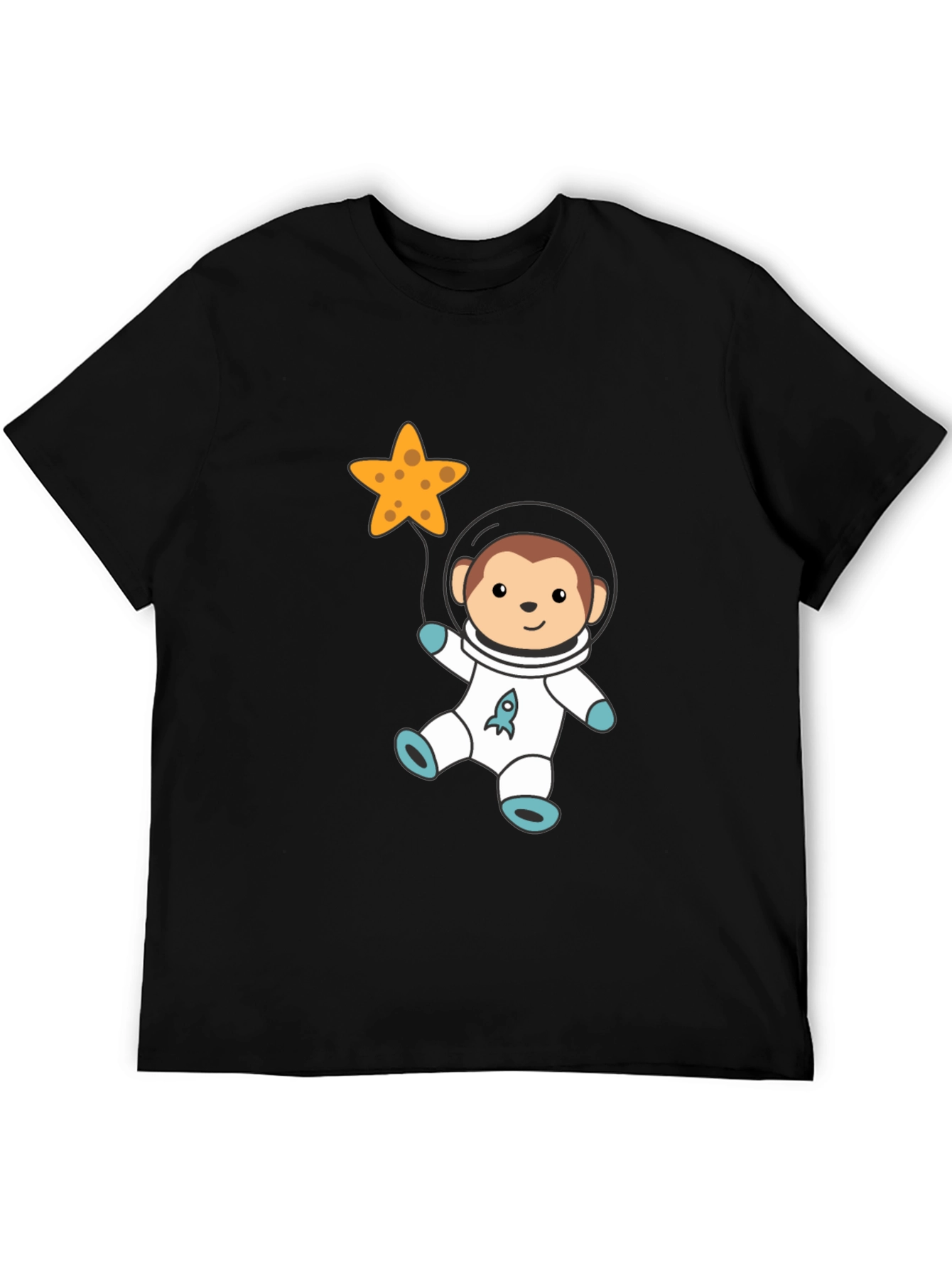 Astronaut Monkey Graphic Tee - Black Cotton T-Shirt