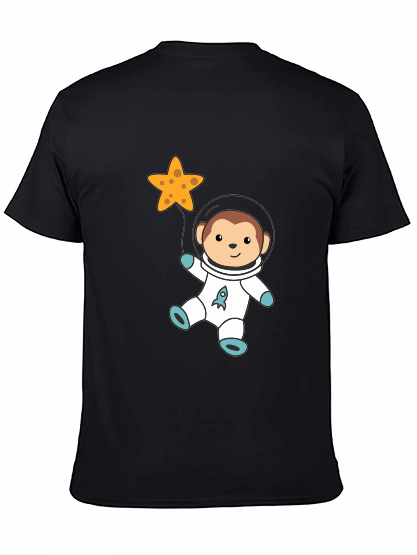 Astronaut Monkey Graphic Tee - Black Cotton T-Shirt