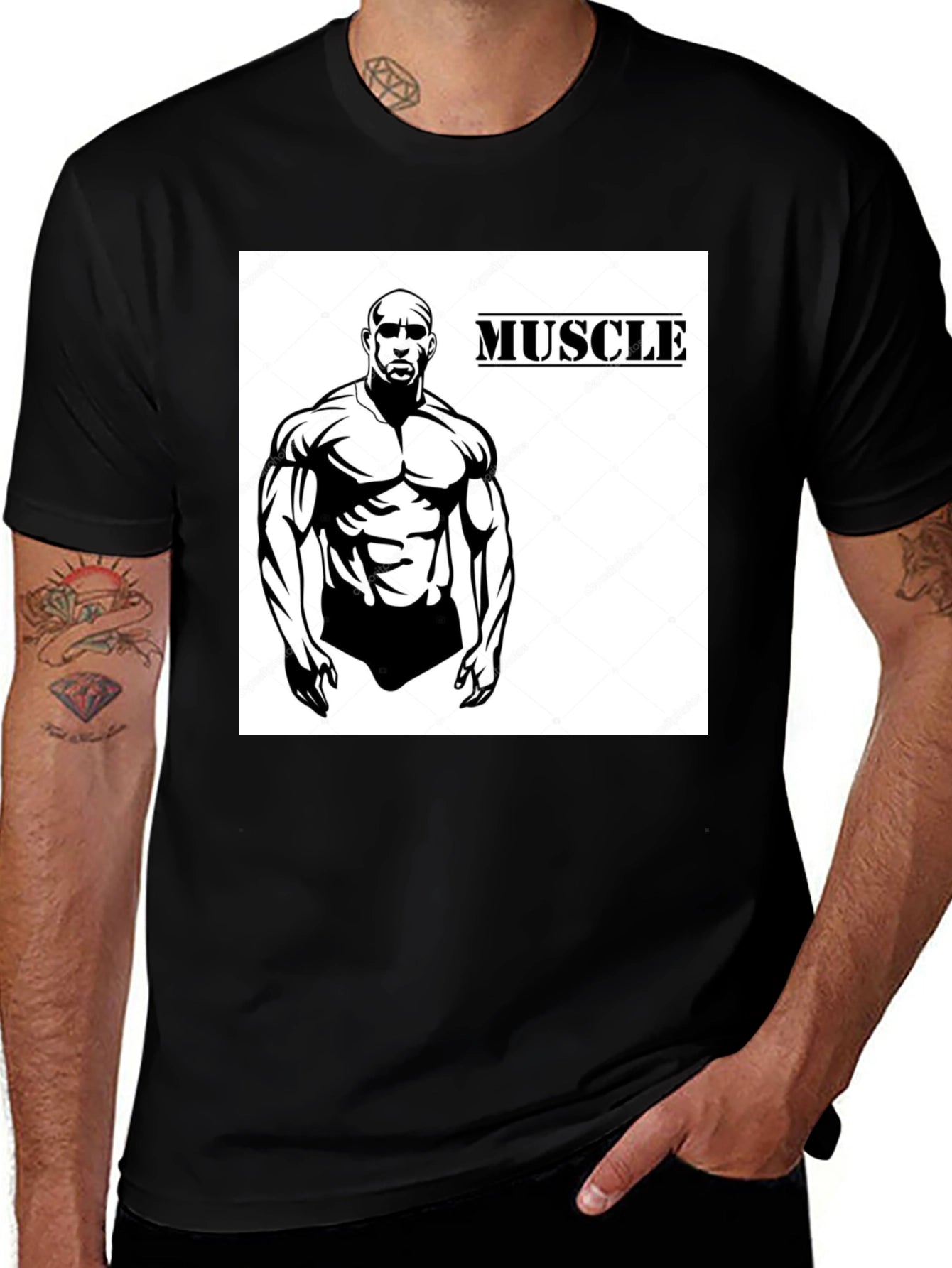 Muscle Man Graphic Tee - Bodybuilder Fitness Shirt