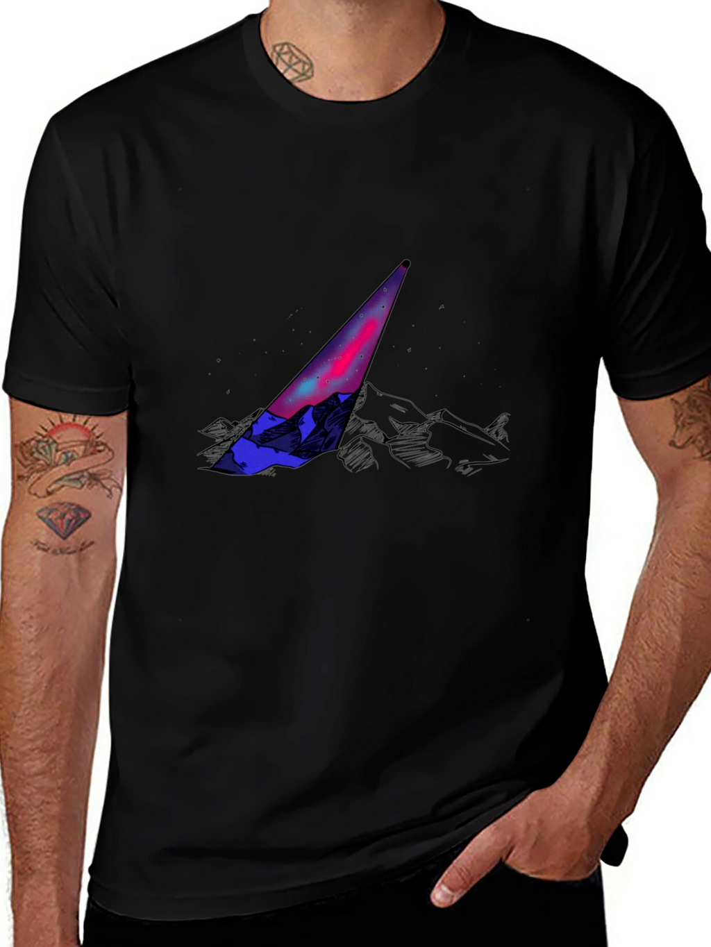 Abstract Prism Graphic Tee - Mens Black T-Shirt