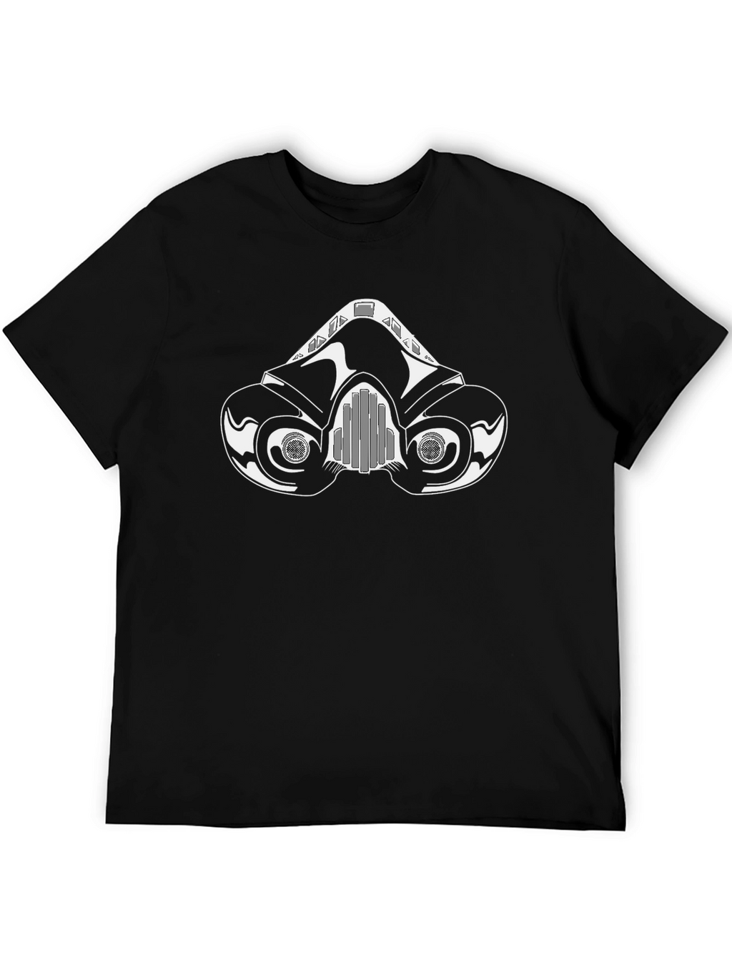Black T-Shirt with Gas Mask Graphic Design