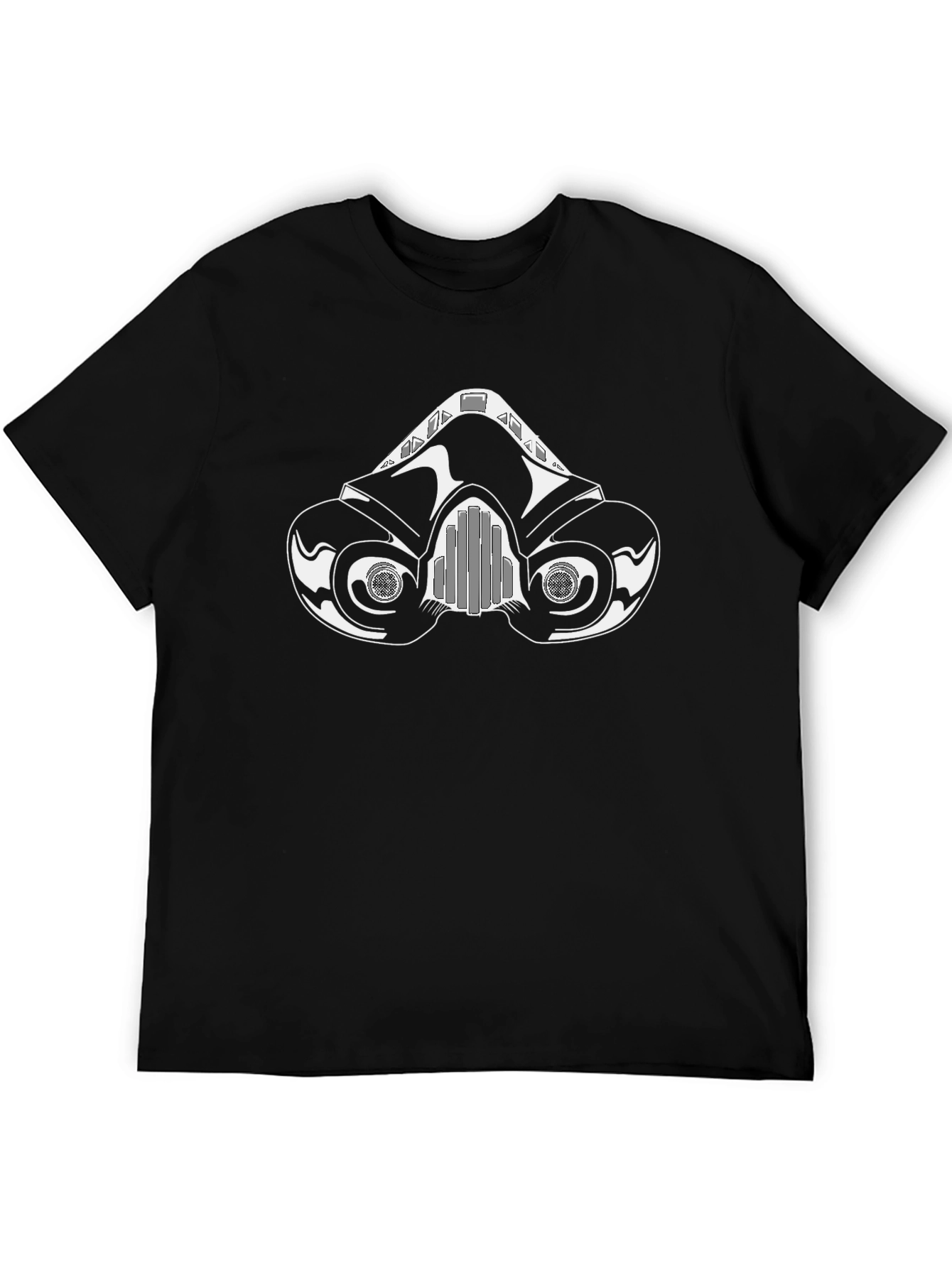Black T-Shirt with Gas Mask Graphic Design