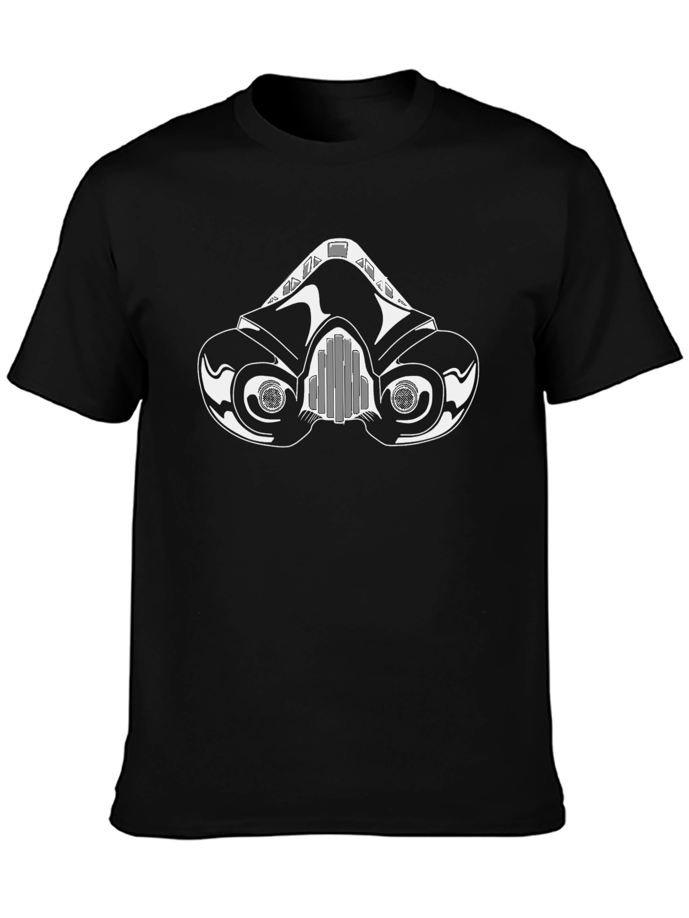 Black T-Shirt with Gas Mask Graphic Design