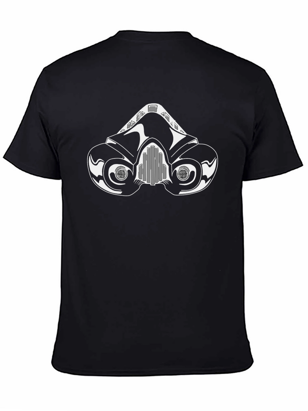 Black T-Shirt with Gas Mask Graphic Design