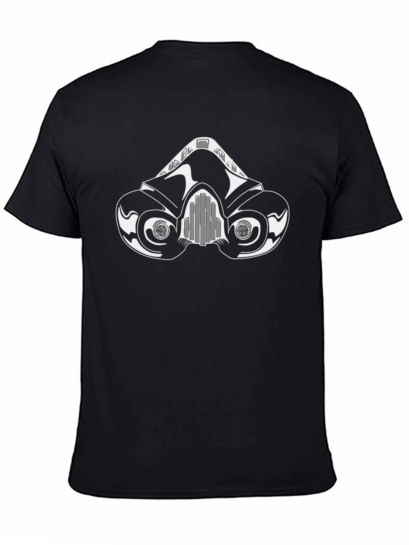 Black T-Shirt with Gas Mask Graphic Design